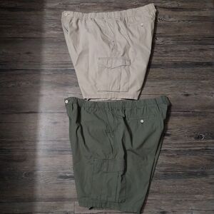 Tommy Bahama Shorts Mens 3XL Green Beige Chino Khaki Casual Pull On Golf Cargo